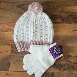 Studded hat & stretch glove set